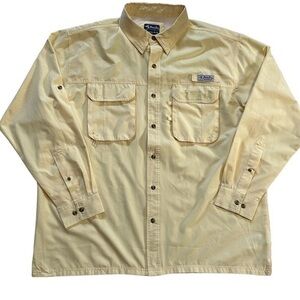 Bimini Bay Outdoor Vented Button Up Long‎ Sleeve Fishing Shirt Men’s 2XL Yellow
